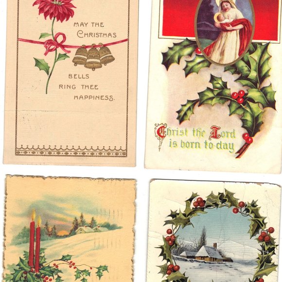 Lot of 4 Antique Christmas Postcards - Lot 1021 - Picture 1 of 2